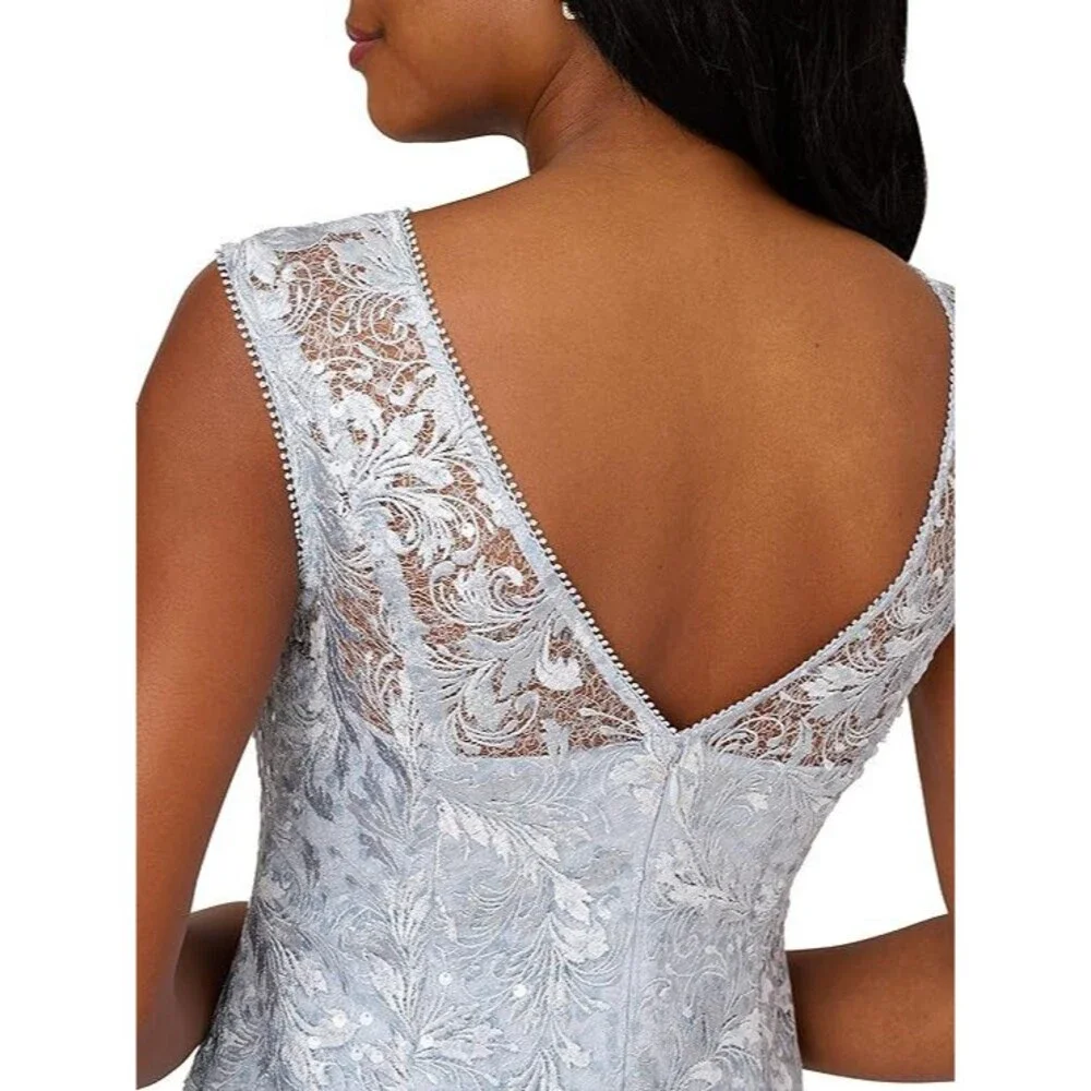 Adrianna Papell Women's Embroidered Midi Cocktail Dress, 8 - Picture 3 of 8
